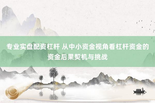 专业实盘配资杠杆 从中小资金视角看杠杆资金的资金后果契机与挑战